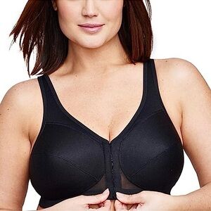 Glamorise 36B Posture Back Front Closure Black Bra! NEW!